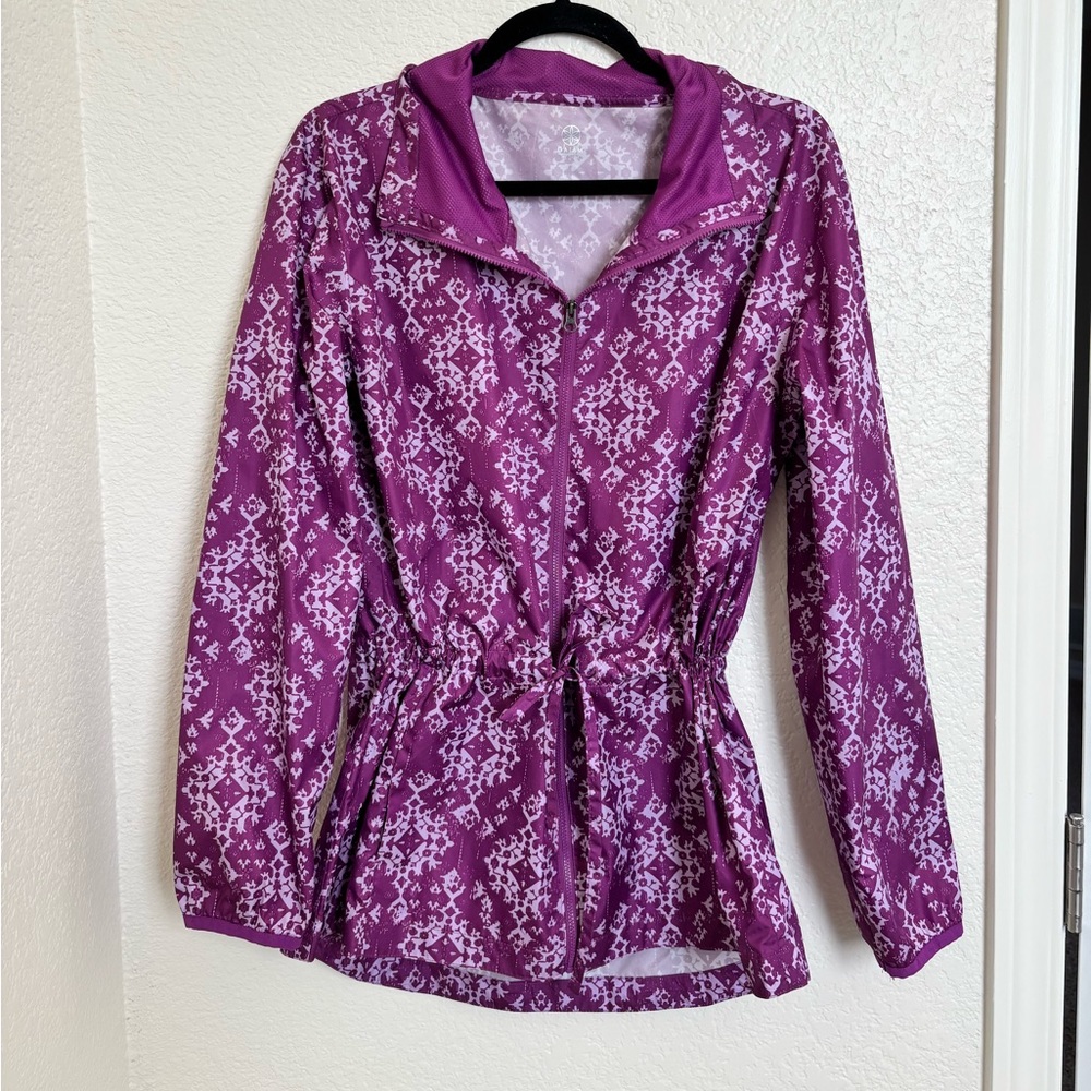 GAIAM ATHLETIC ACTIVEWEAR TIE WAIST WIND/RAIN JACKET SZ Medium Yoga Cottagecore